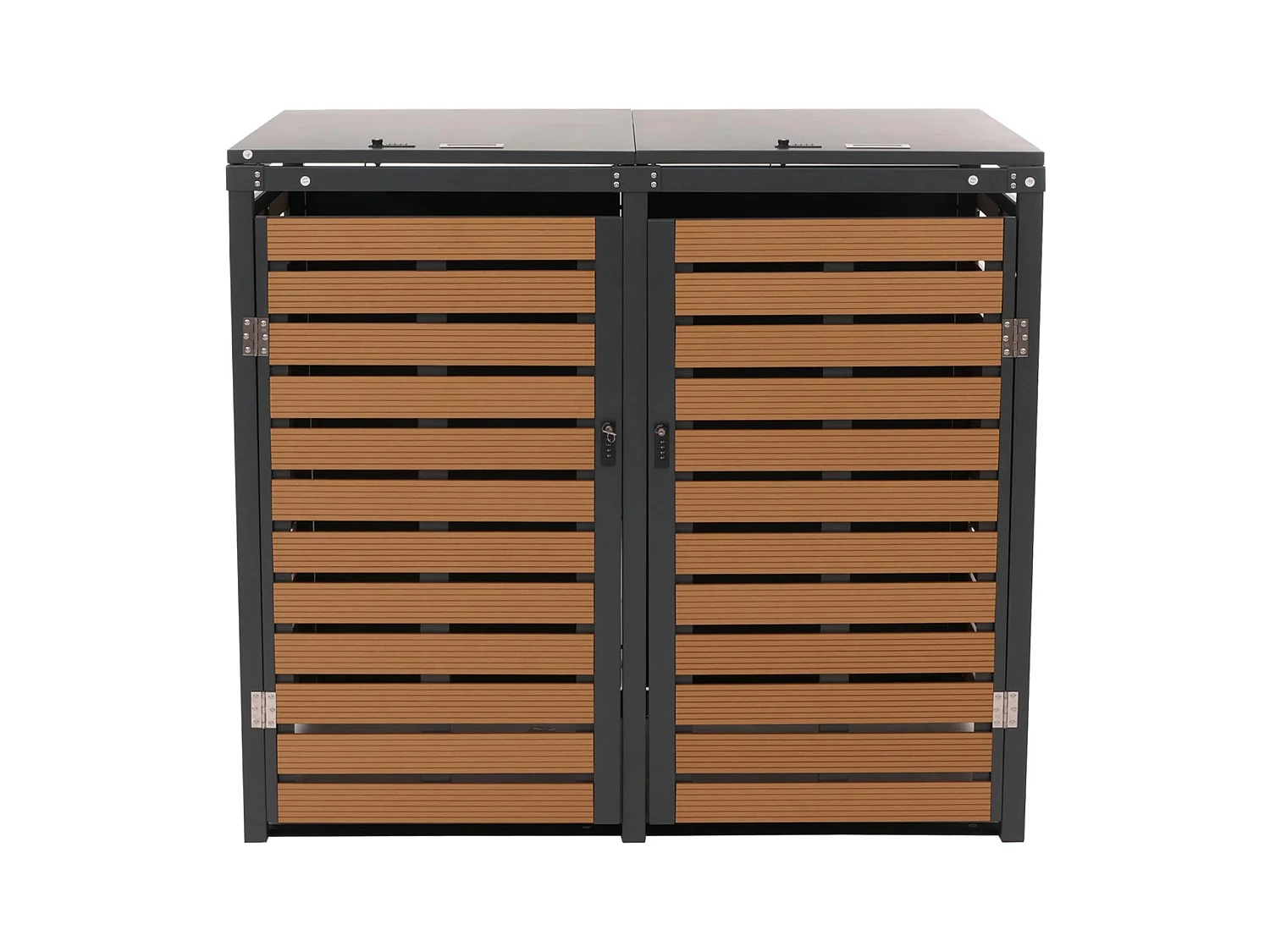 2er Mülltonnenverkleidung MCW-K14, Teak-Optik