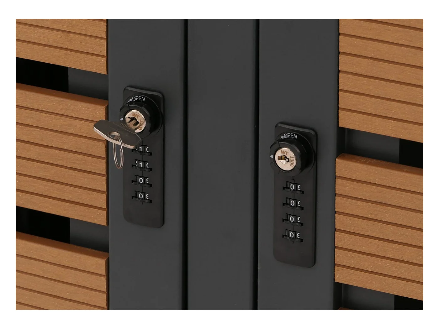 2er Mülltonnenverkleidung MCW-K14, Teak-Optik