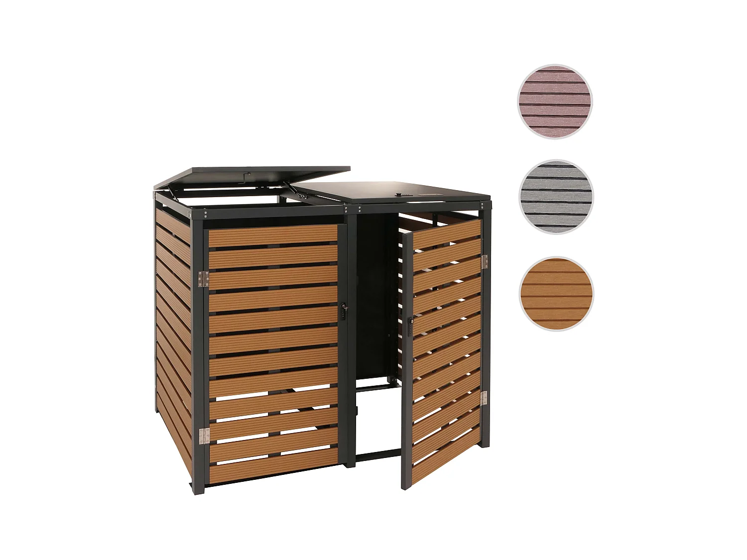 2er Mülltonnenverkleidung MCW-K14, Teak-Optik