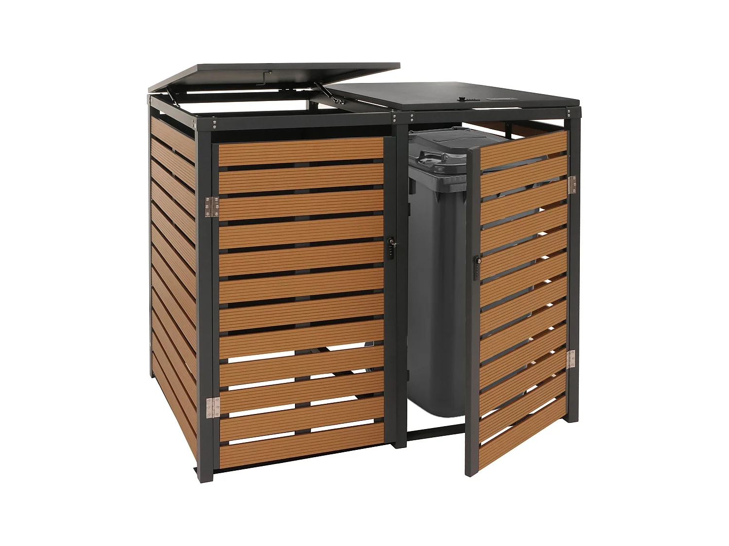 2er Mülltonnenverkleidung MCW-K14, Teak-Optik