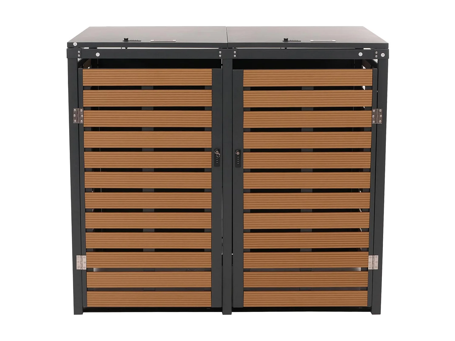 Osłona na dwa pojemniki na śmieci MCW-K14,  wygląd tekowy