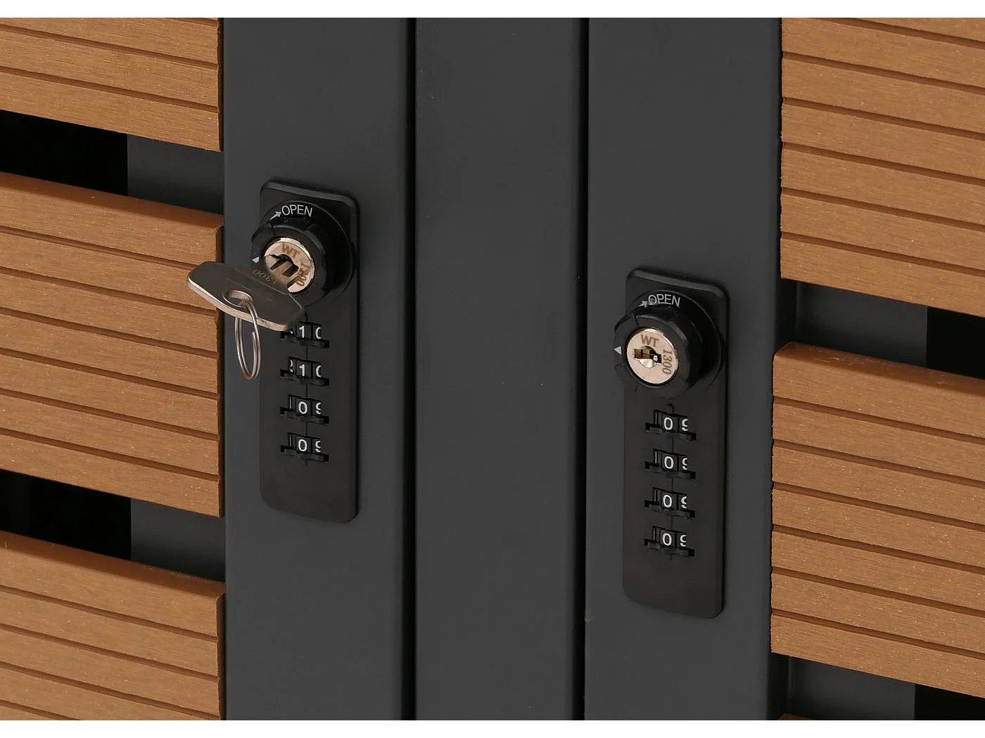 Osłona na dwa pojemniki na śmieci MCW-K14,  wygląd tekowy