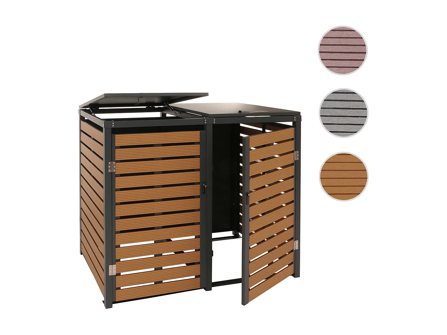 Osłona na dwa pojemniki na śmieci MCW-K14,  wygląd tekowy