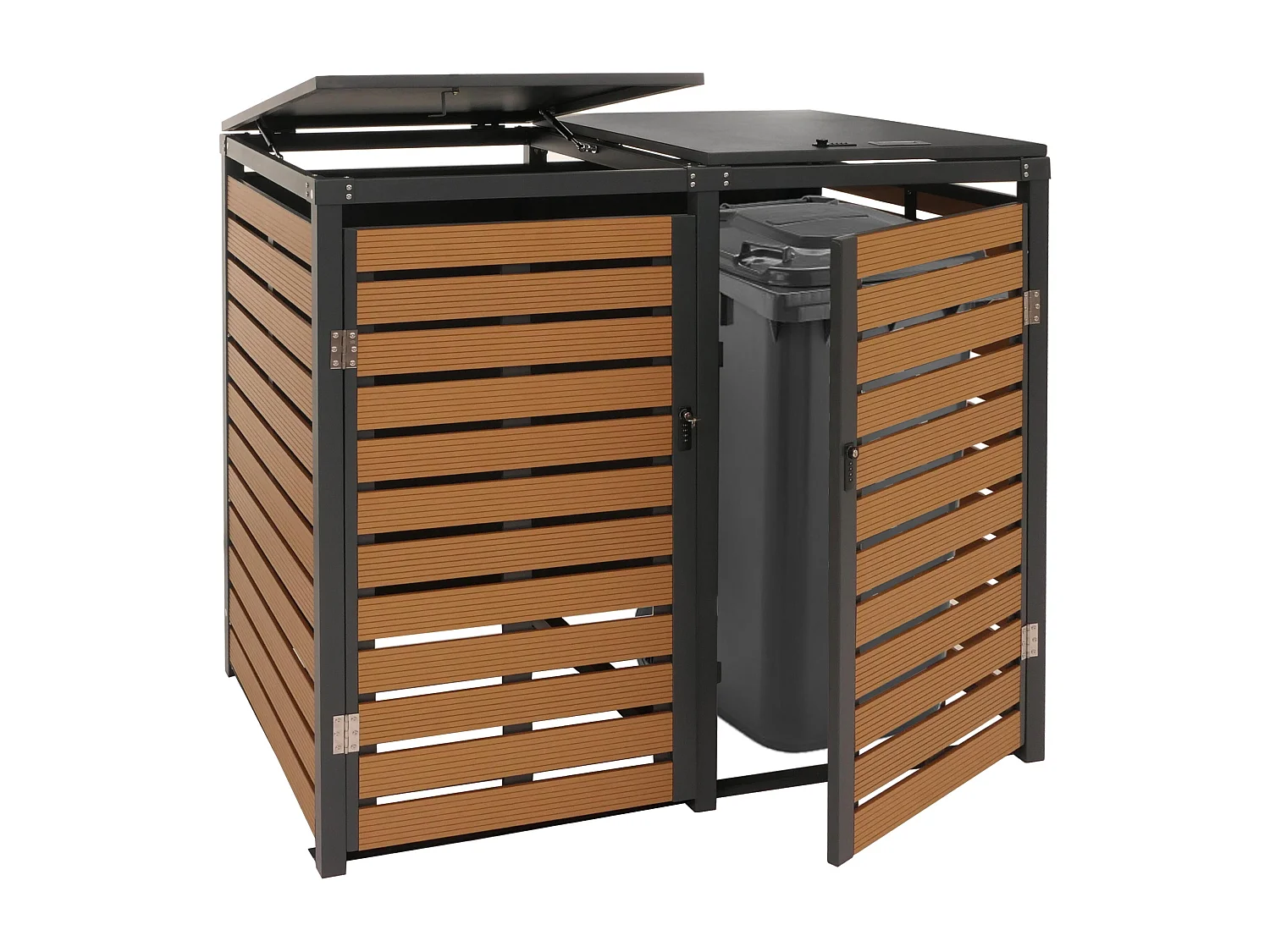 MCW-K14 bin enclosure for two bins,  teak-effect