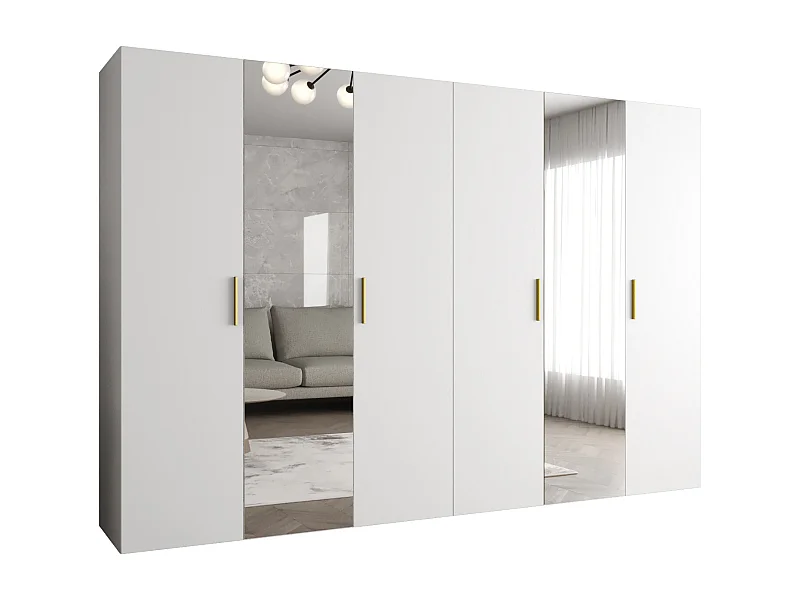 Armadio Bari 2 con ante battenti 202/300/52 6 ante (bianco)