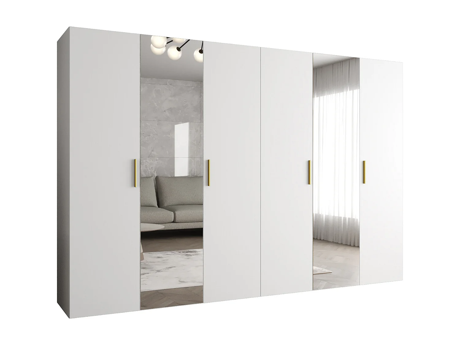 Armoire à portes battantes Bari 2 202/300/52 5 portes (blanc)