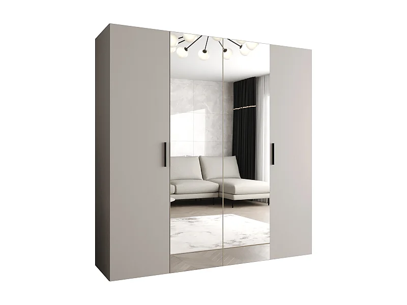 Drehtürenschrank Bari 2 202/200/52 4-türig (Kaschmir|Schwarz)