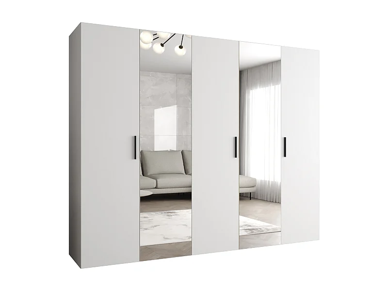 Drehtürenschrank Bari 2 202/250/52 5-türig (Weiß|Schwarz)