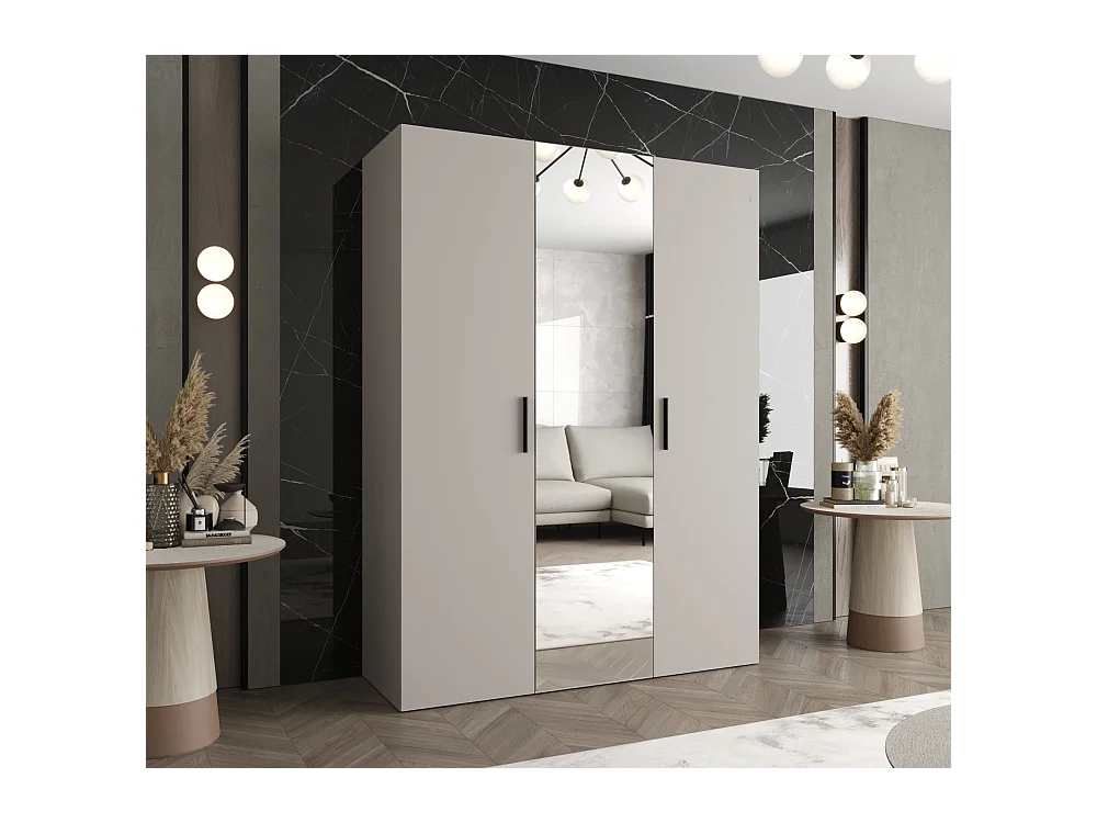 Drehtürenschrank Bari 2 202/150/52 3-türig (Kaschmir|Schwarz)