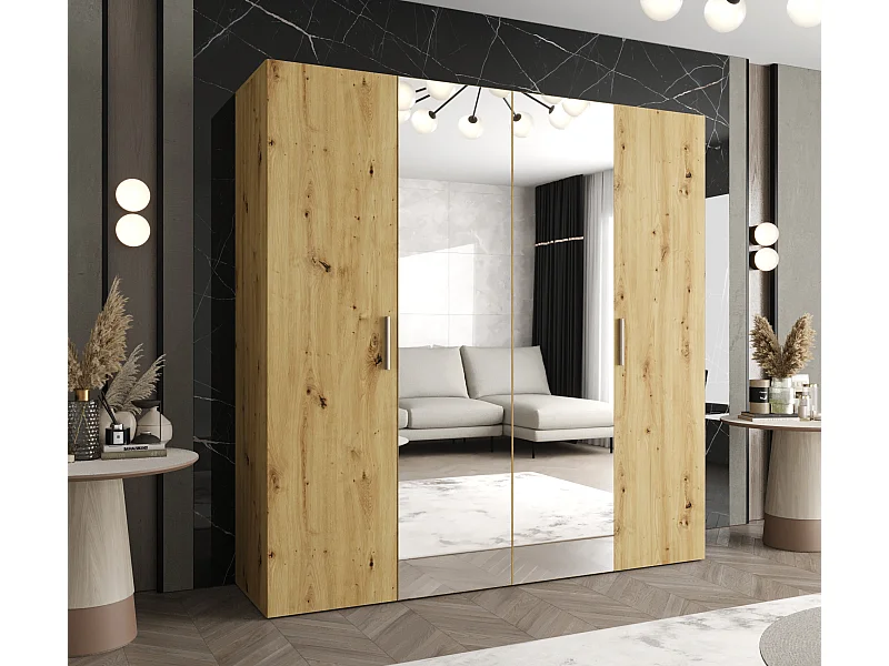 Drehtürenschrank Bari 2 202/200/52 4-türig (Artisan Eiche|Silber)