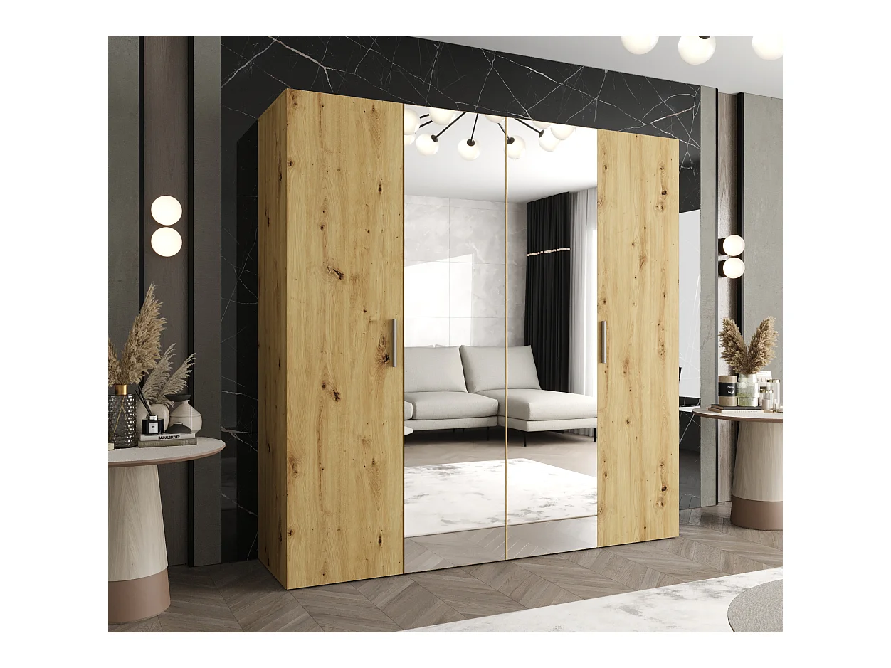 Drehtürenschrank Bari 2 202/200/52 4-türig (Artisan Eiche|Silber)