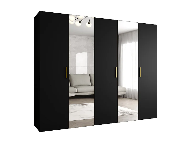 Drehtürenschrank Bari 2 202/250/52 5-türig (Schwarz|Gold)