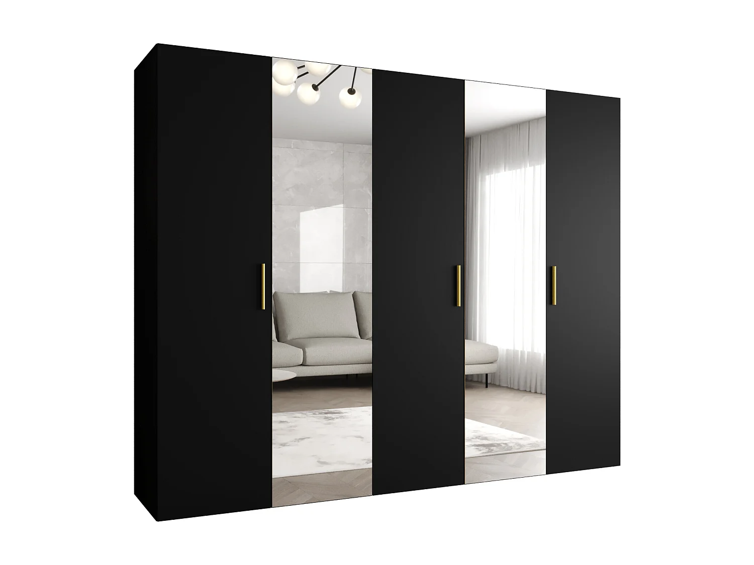 Armoire à portes battantes Bari 2 202/250/52 5 portes (noir)