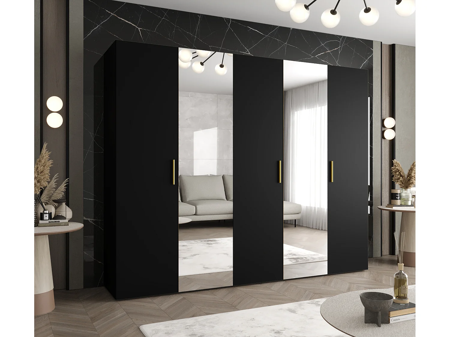 Armoire à portes battantes Bari 2 202/250/52 5 portes (noir)