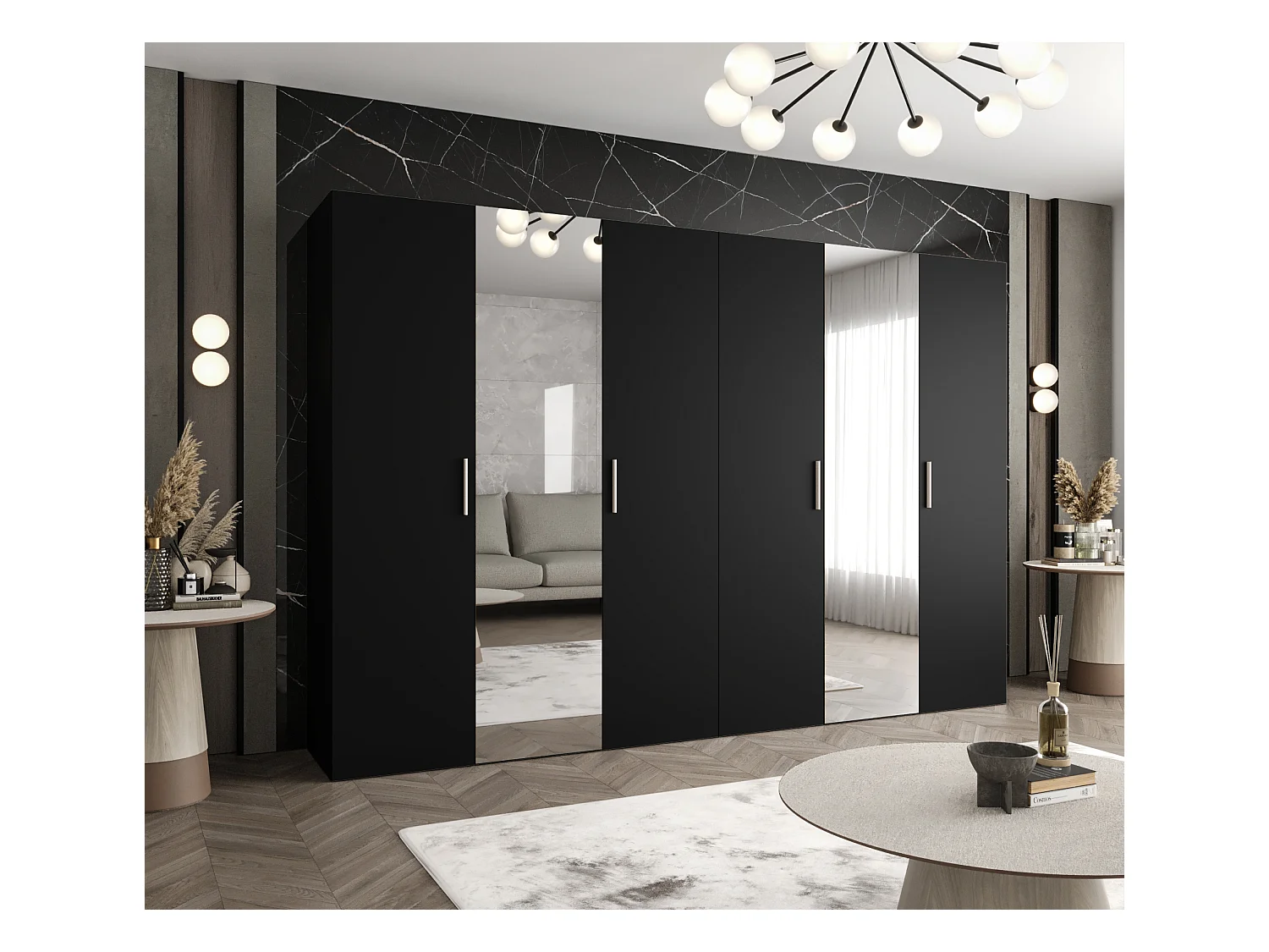 Armoire à portes battantes Bari 2 202/300/52 5 portes (noir)