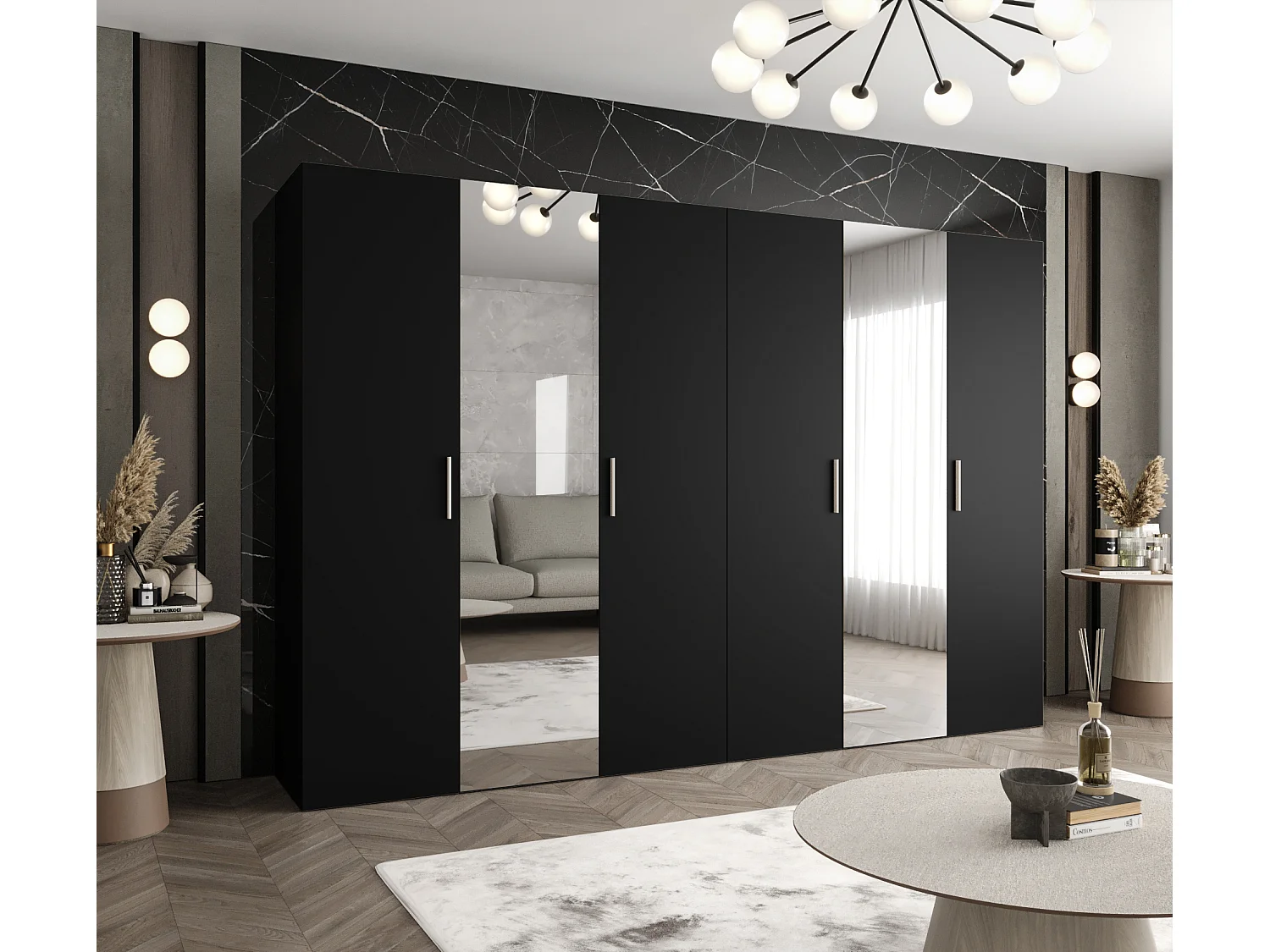 Armoire à portes battantes Bari 2 202/300/52 5 portes (noir)