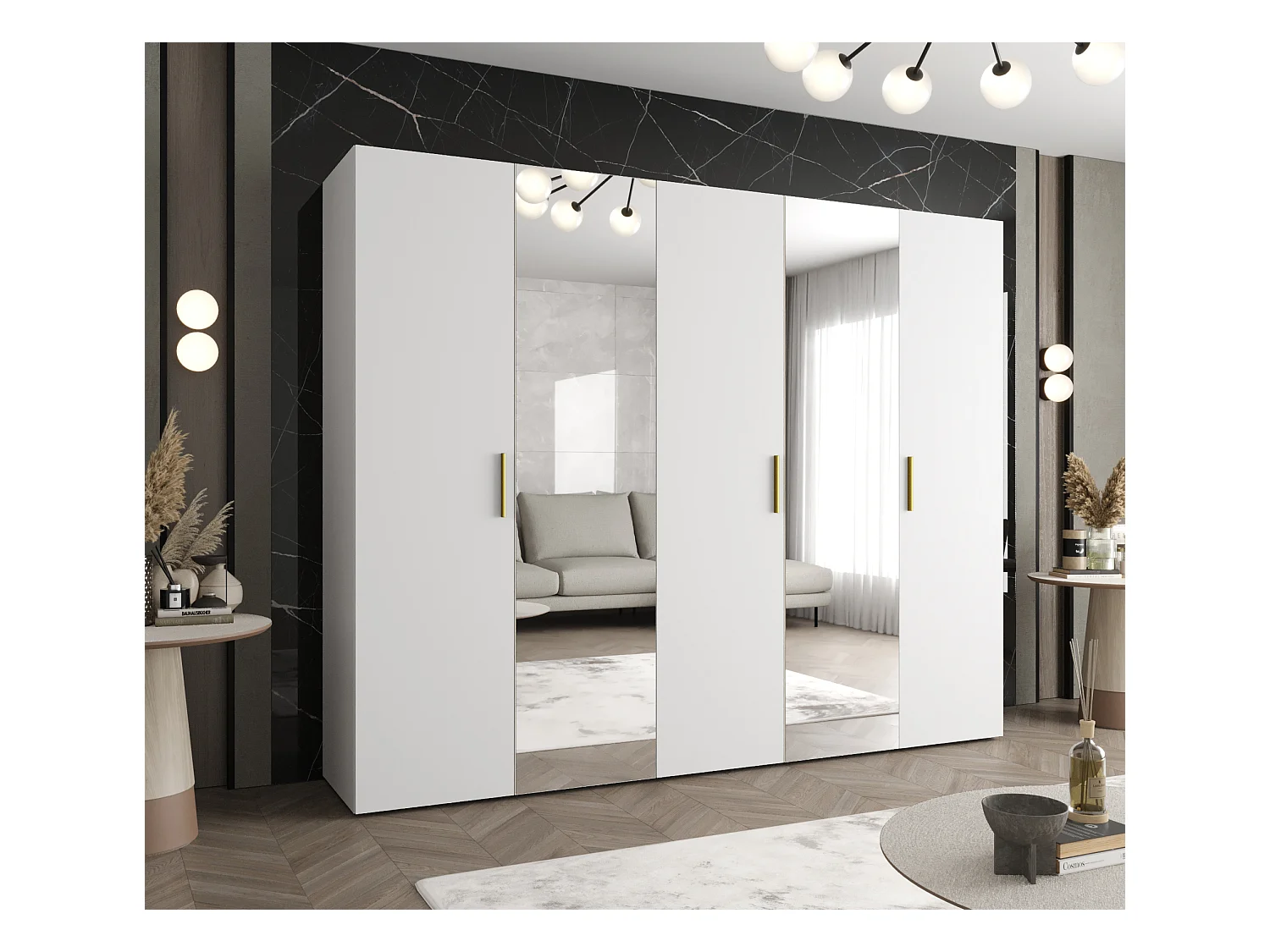 Armoire à portes battantes Bari 2 202/250/52 5 portes (blanc)