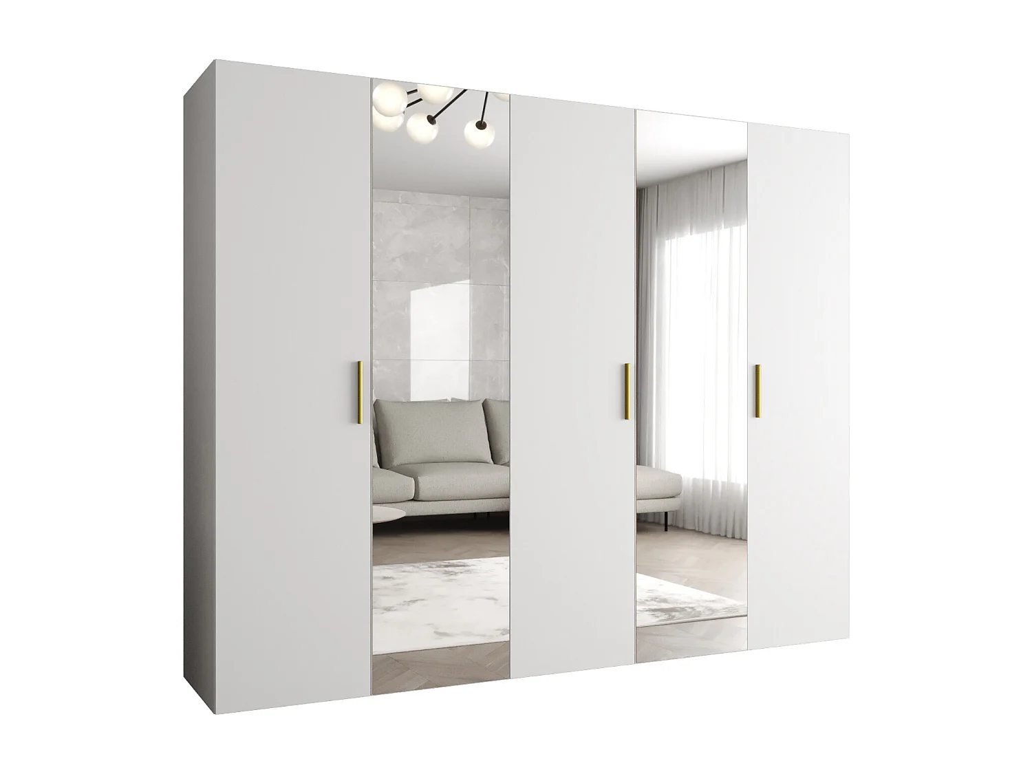 Armoire à portes battantes Bari 2 202/250/52 5 portes (blanc)