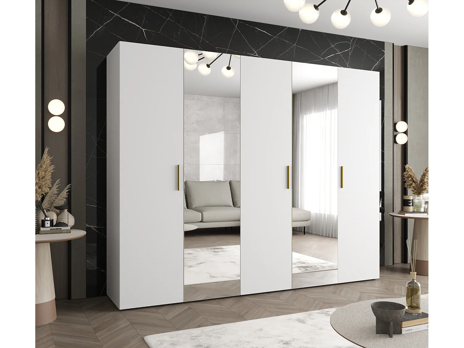 Armoire à portes battantes Bari 2 202/250/52 5 portes (blanc)