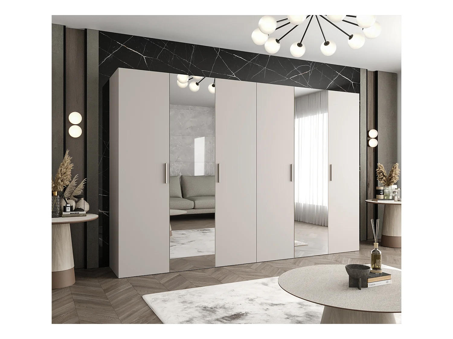 Kleerkast Bari 2 202/300/52 6-deurs (kasjmier)