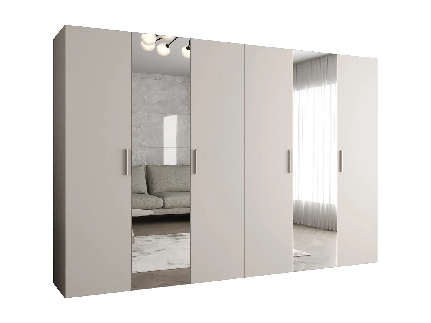 Kleerkast Bari 2 202/300/52 6-deurs (kasjmier)