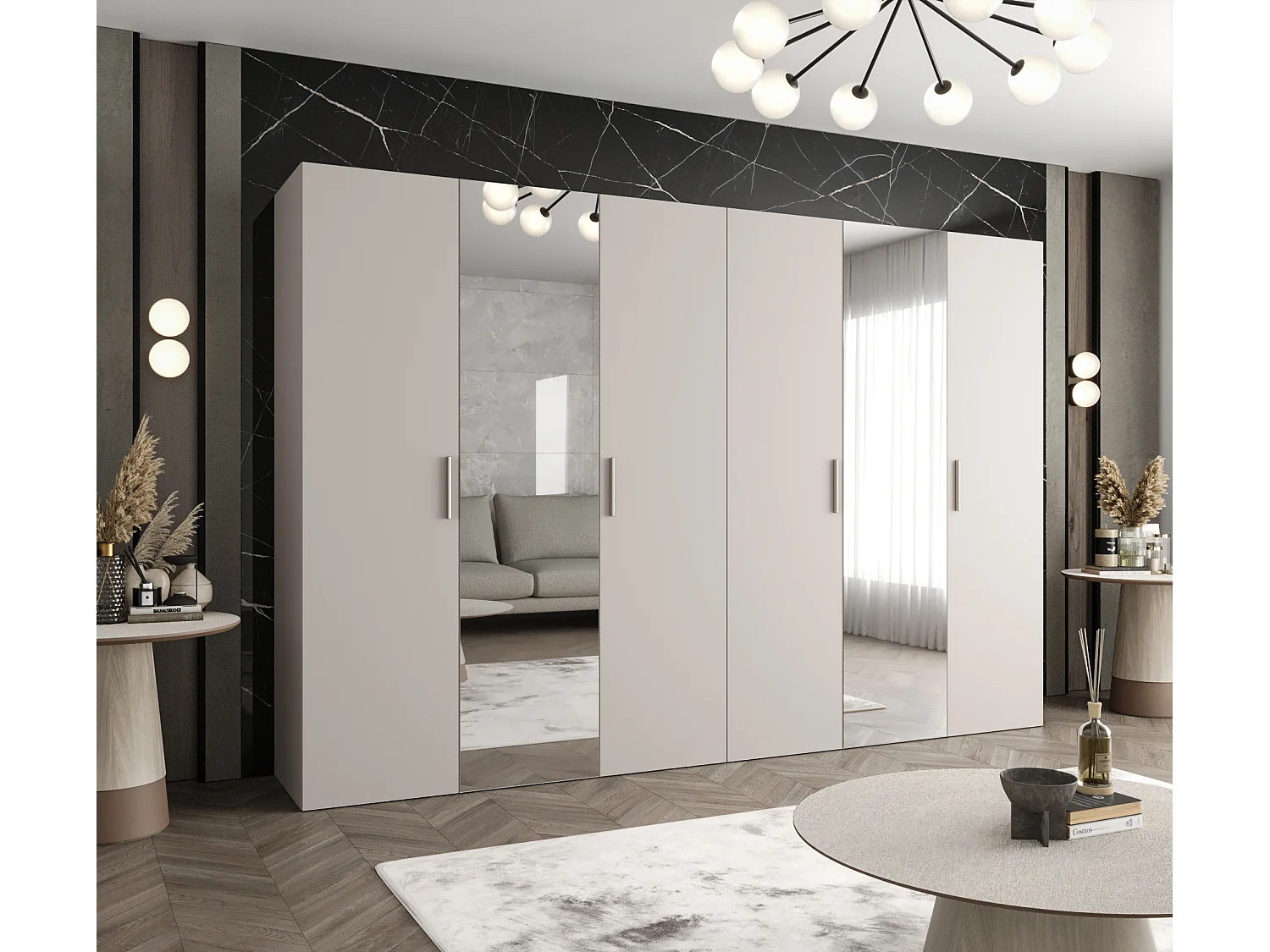 Kleerkast Bari 2 202/300/52 6-deurs (kasjmier)