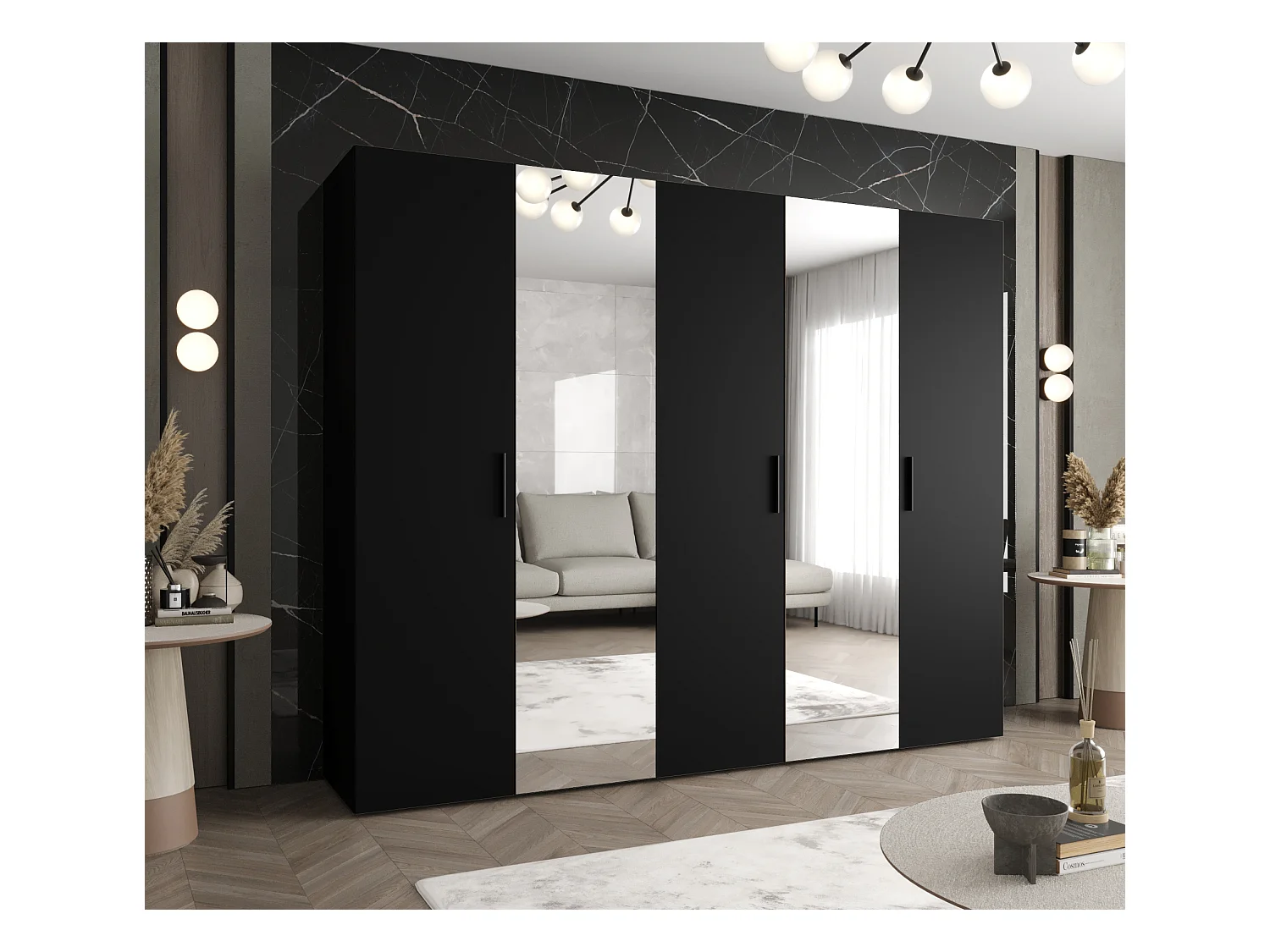 Armoire à portes battantes Bari 2 202/250/52 5 portes (noir)