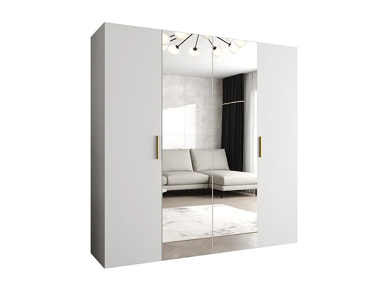 Drehtürenschrank Bari 2 202/200/52 4-türig (Weiß|Gold)