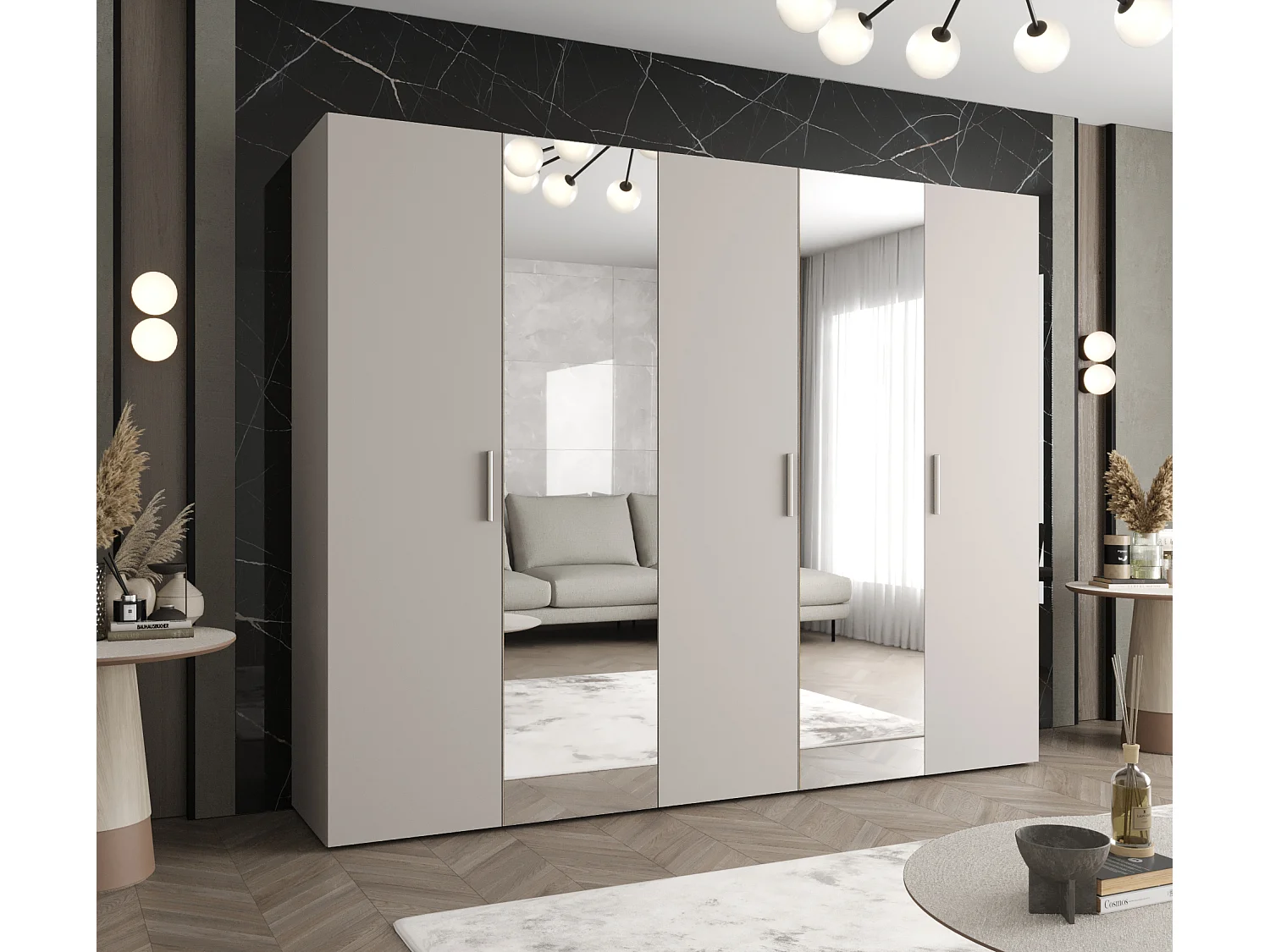 Armoire à portes battantes Bari 2 202/250/52 5 portes (cachemire)