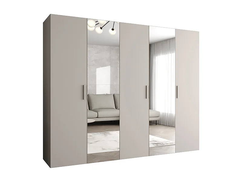 Drehtürenschrank Bari 2 202/250/52 5-türig (Kaschmir|Silber)