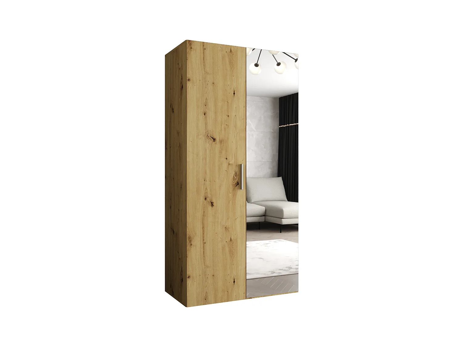 Drehtürenschrank Bari 2 202/100/52 2-türig (Artisan Eiche|Silber)