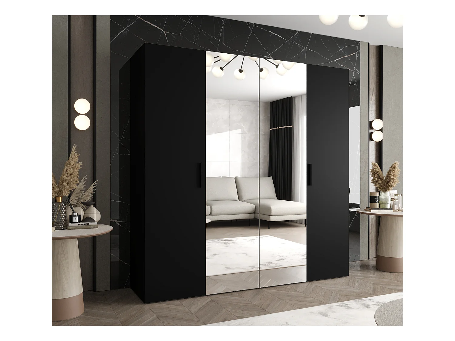 Armoire à portes battantes Bari 2 202/200/52 4 portes (noir)