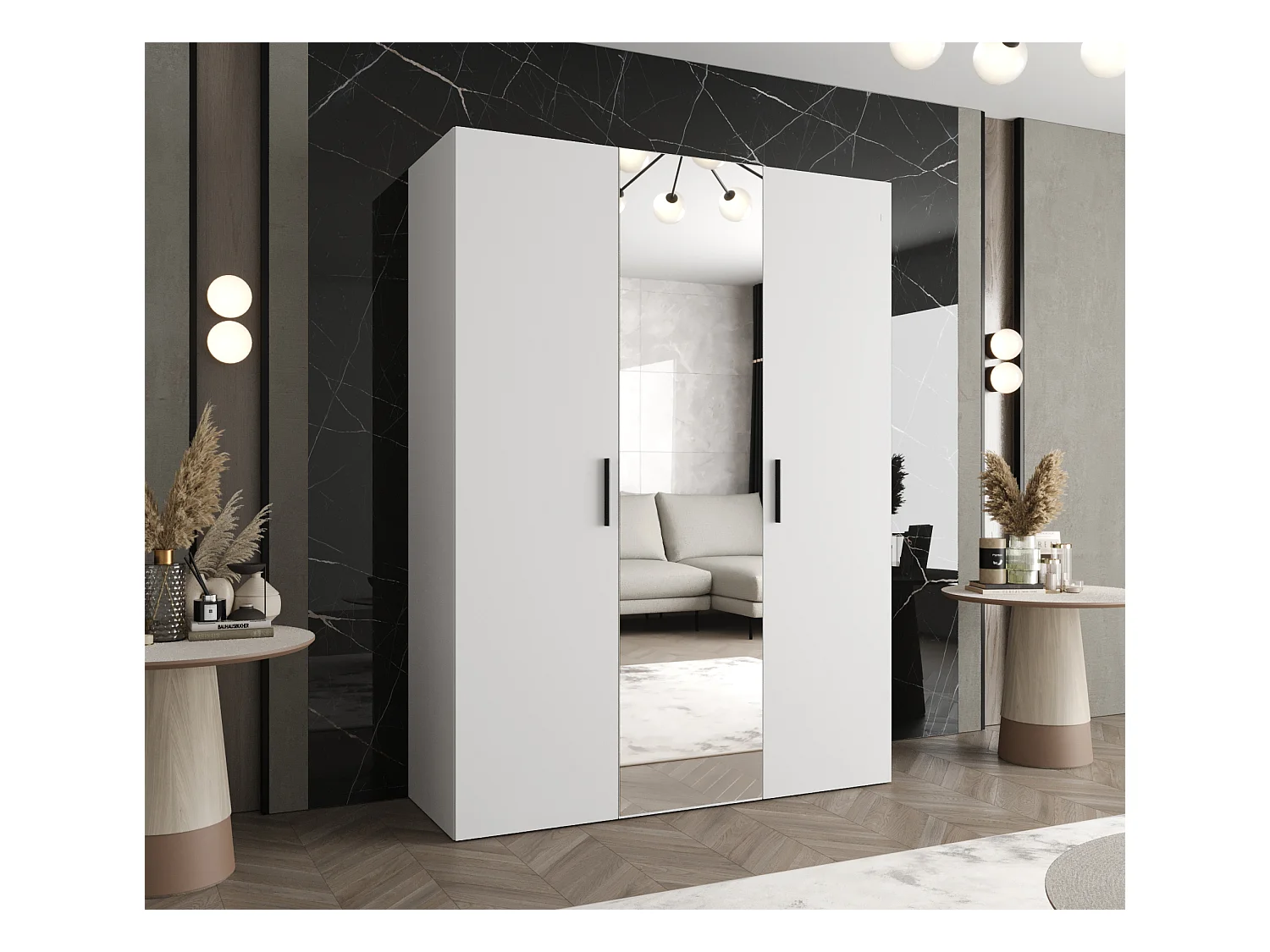 Kleerkast Bari 2 202/150/52 3-deurs (wit)