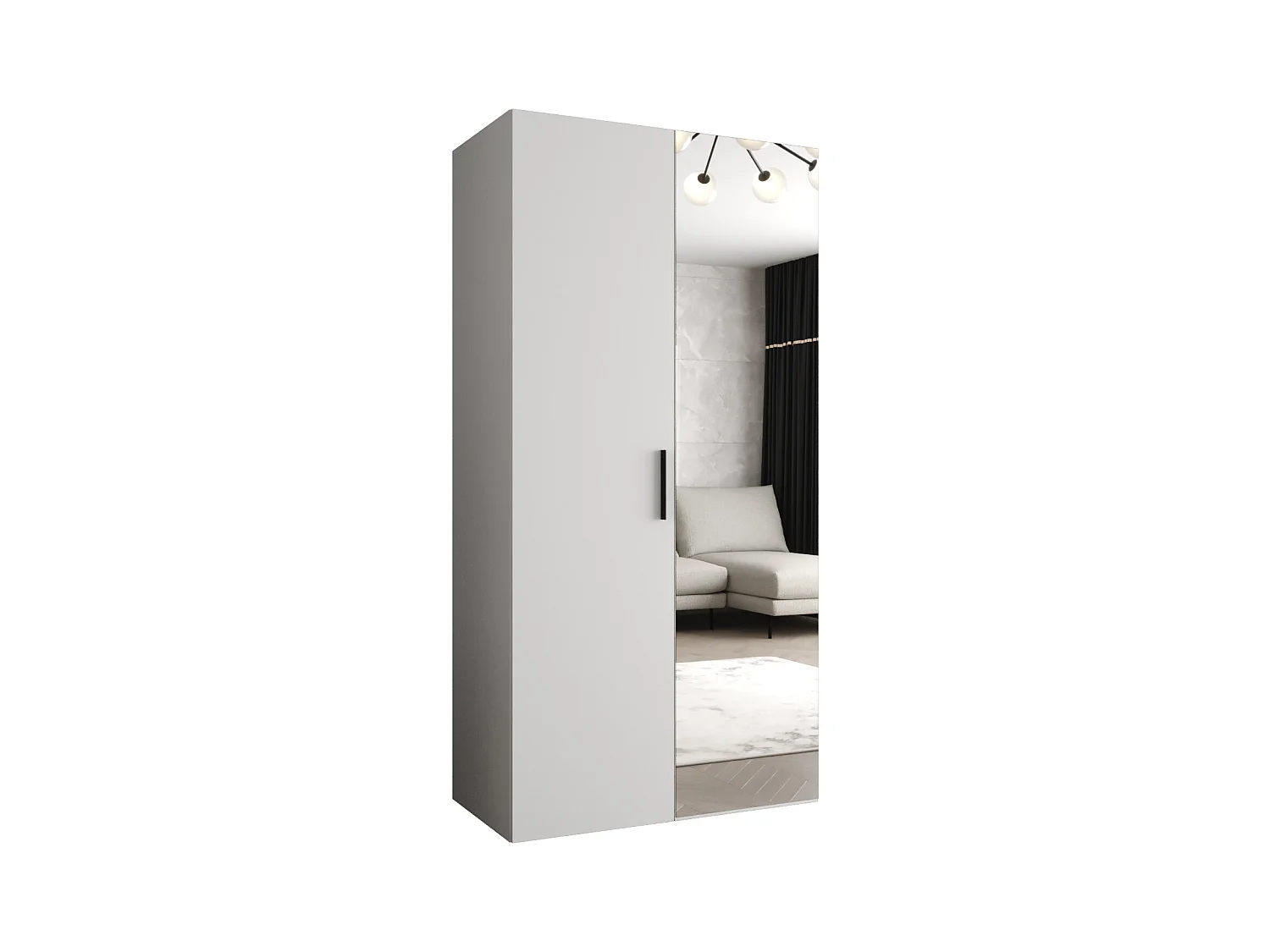 Drehtürenschrank Bari 2 202/100/52 2-türig (Weiß|Schwarz)