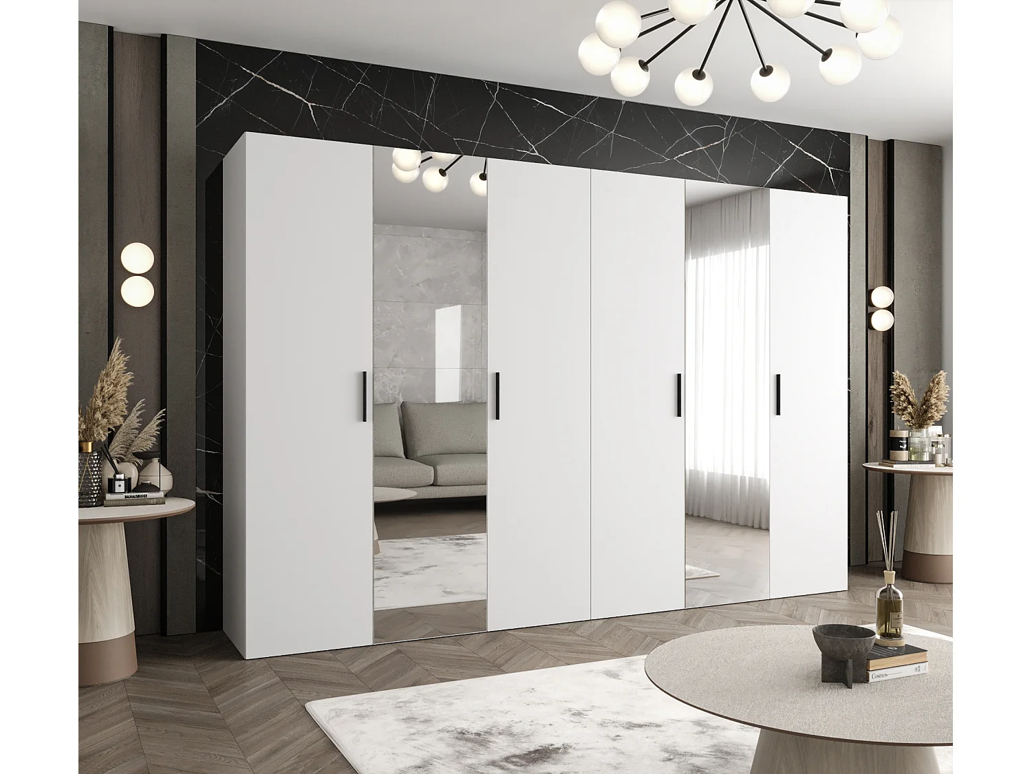 Armoire à portes battantes Bari 2 202/300/52 5 portes (blanc)