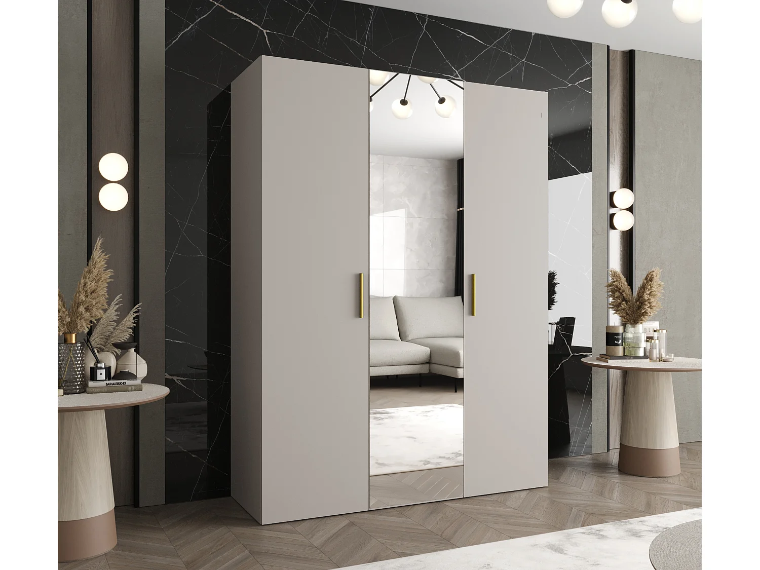 Kleerkast Bari 2 202/150/52 3-deurs (kasjmier)