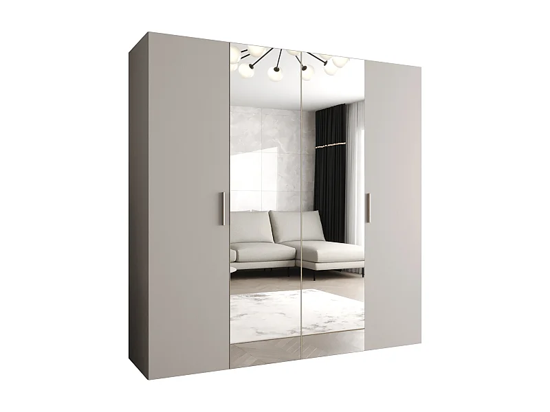 Drehtürenschrank Bari 2 202/200/52 4-türig (Kaschmir|Silber)