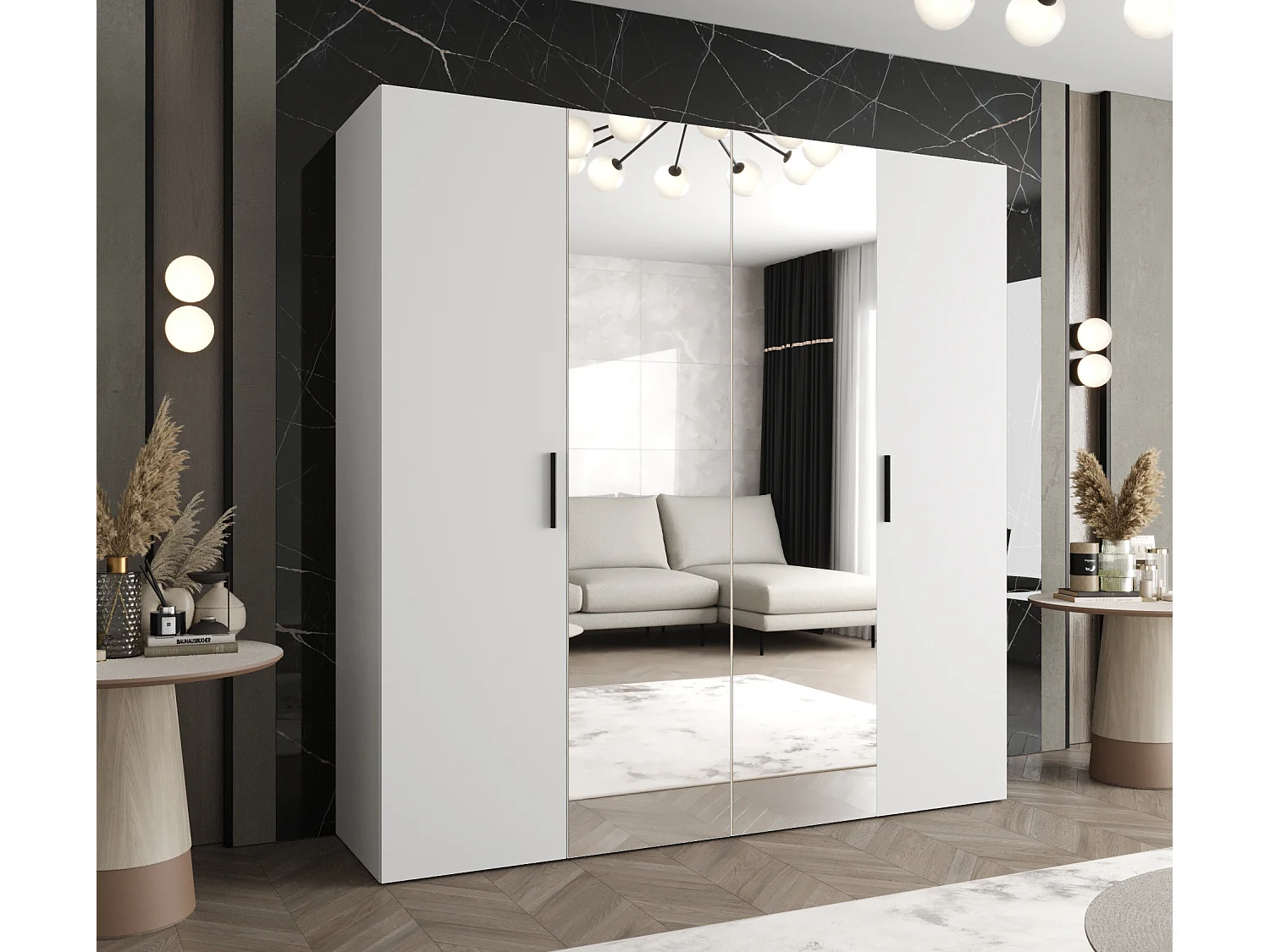 Armoire à portes battantes Bari 2 202/200/52 4 portes (blanc)