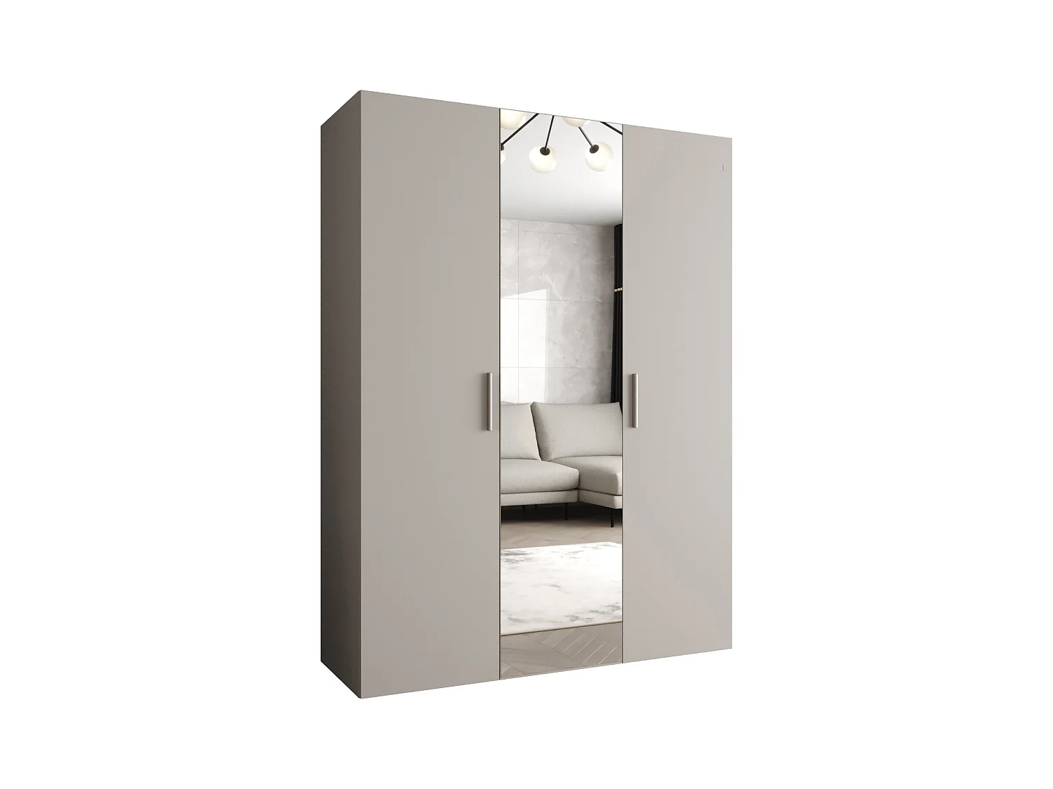Drehtürenschrank Bari 2 202/150/52 3-türig (Kaschmir|Silber)