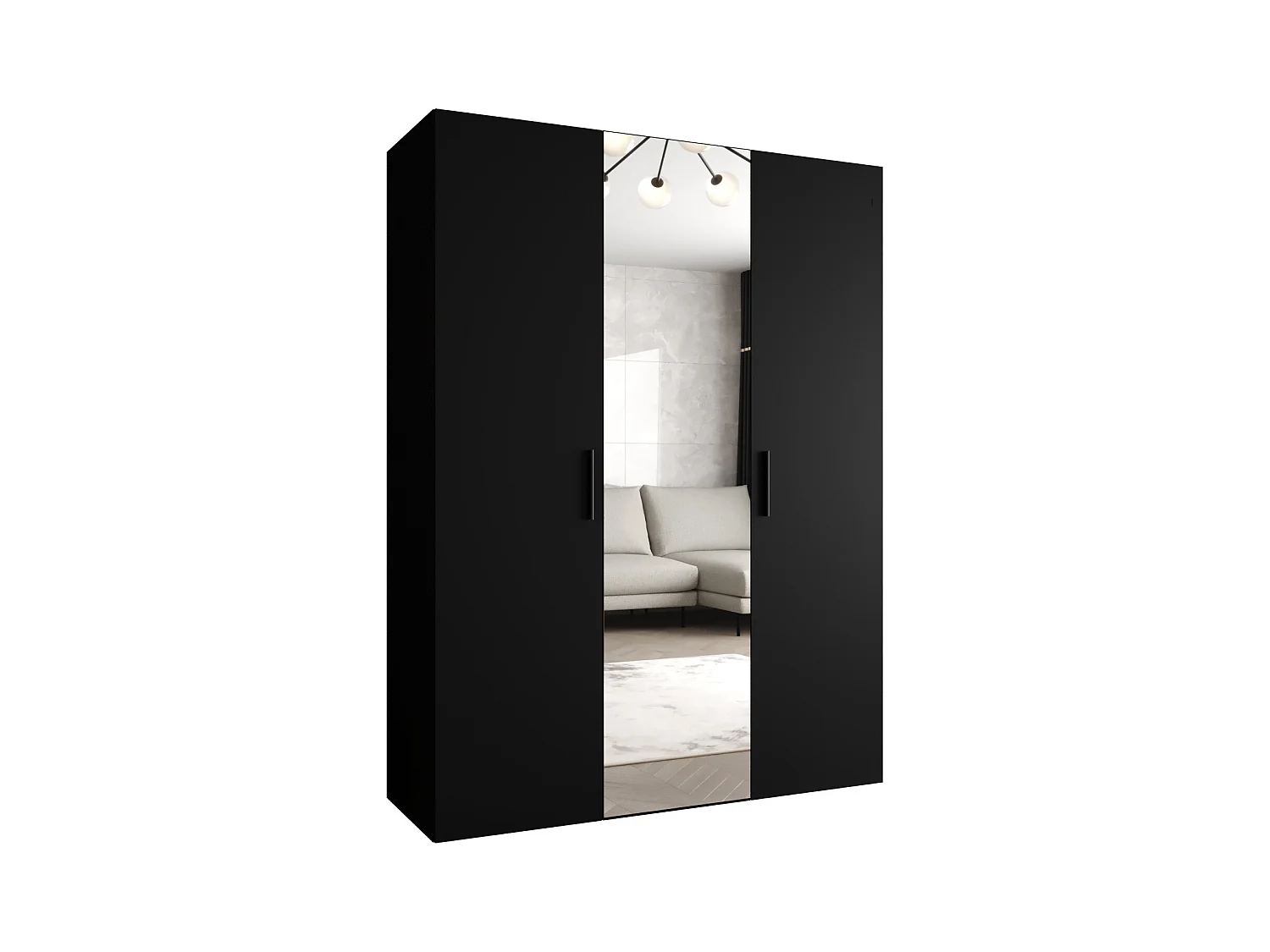 Drehtürenschrank Bari 2 202/150/52 3-türig (Schwarz|Schwarz)
