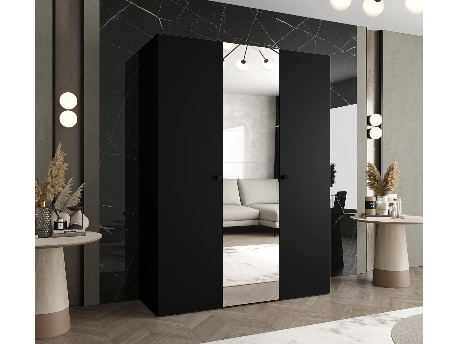 Armoire à portes battantes Bari 2 202/150/52 3 portes (noir)