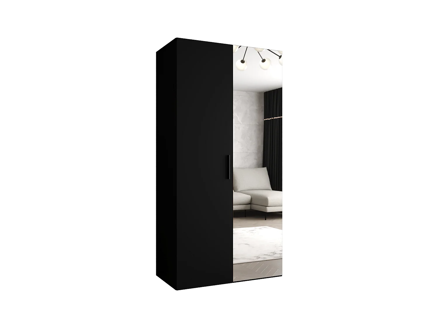 Drehtürenschrank Bari 2 202/100/52 2-türig (Schwarz|Schwarz)