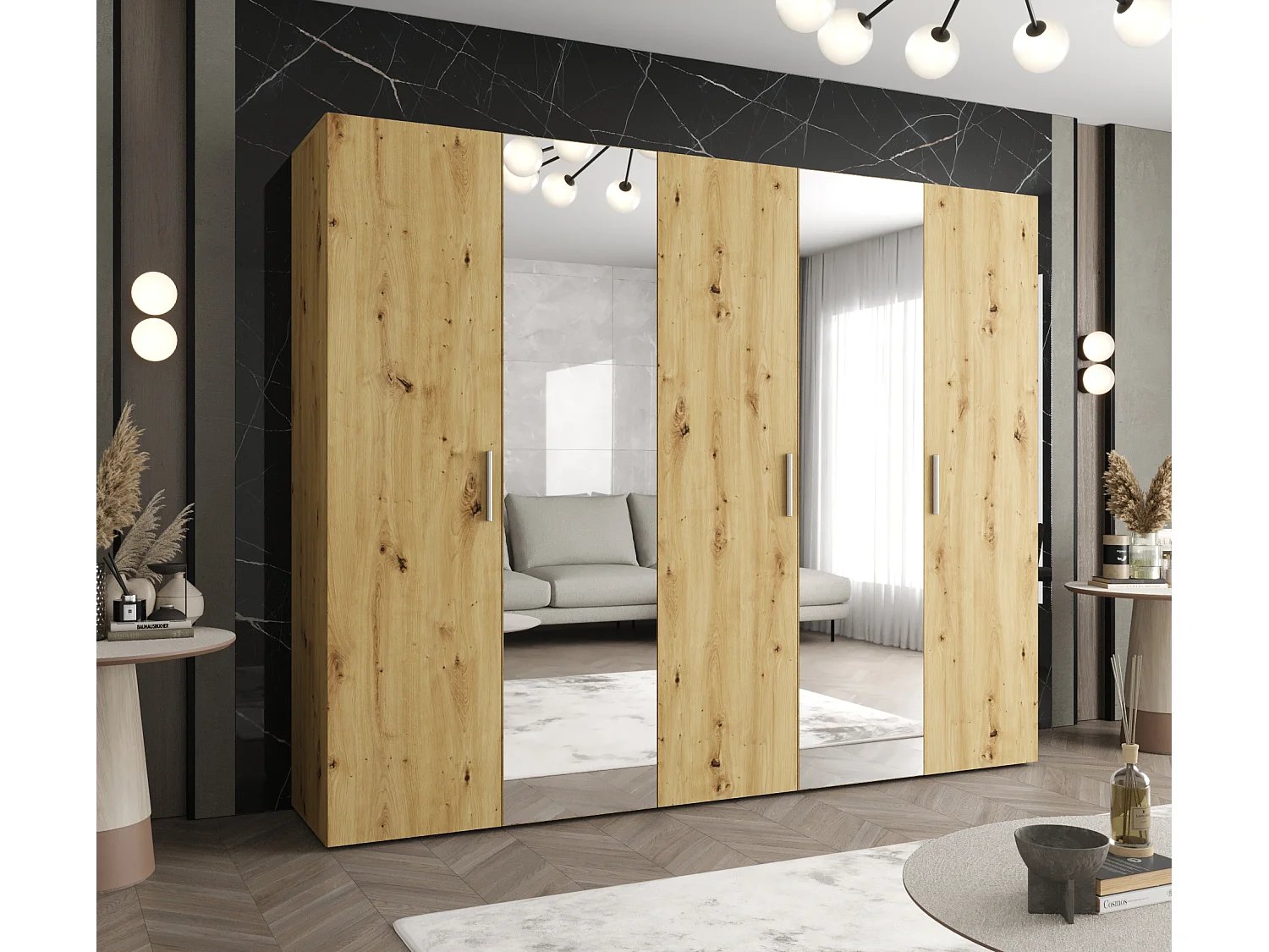 Armoire à portes battantes Bari 2 202/250/52 5 portes (artisan)