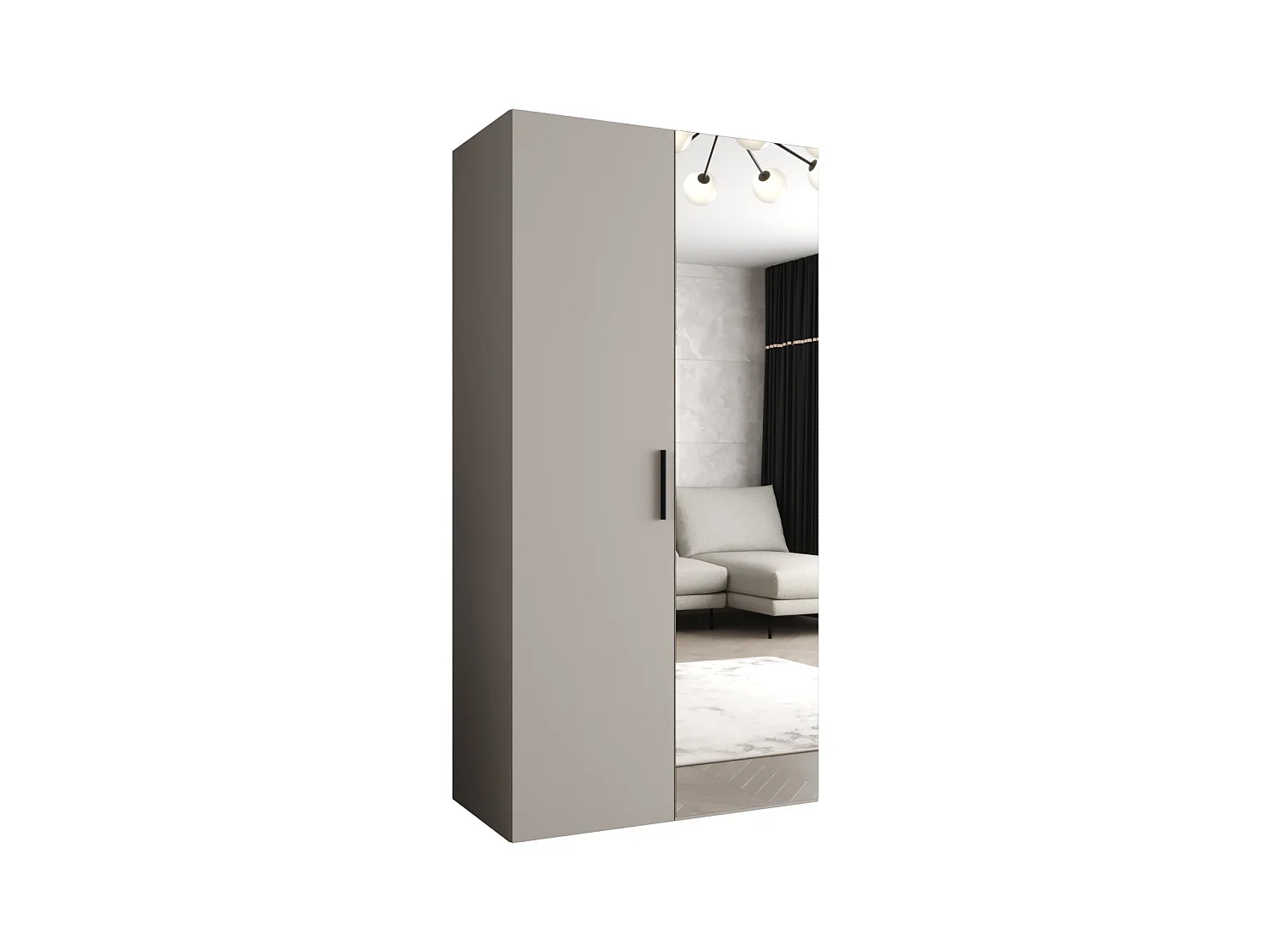 Drehtürenschrank Bari 2 202/100/52 2-türig (Kaschmir|Schwarz)