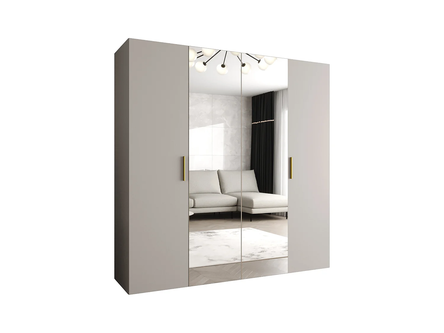 Drehtürenschrank Bari 2 202/200/52 4-türig (Kaschmir|Gold)