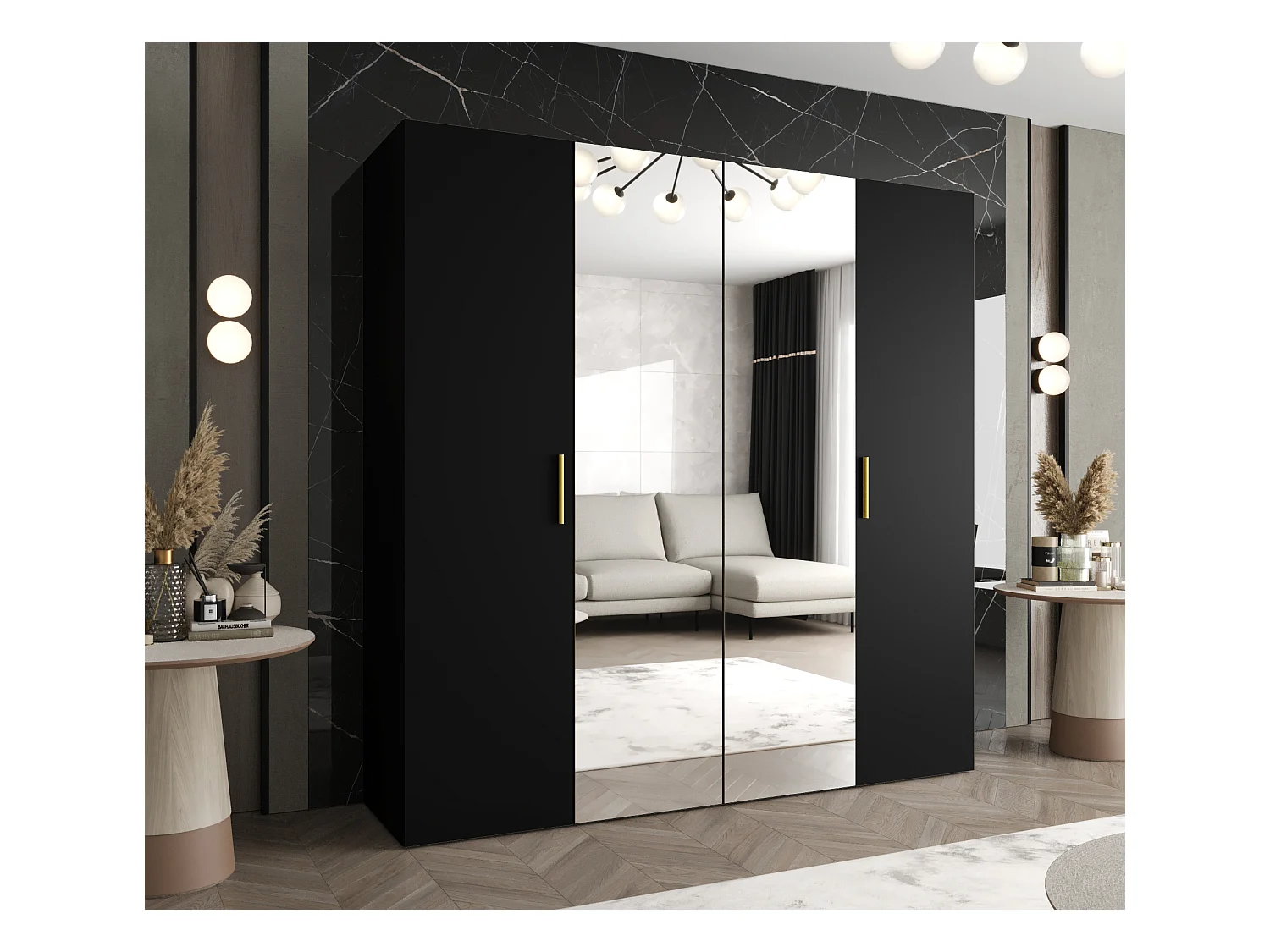Armoire à portes battantes Bari 2 202/200/52 4 portes (noir)