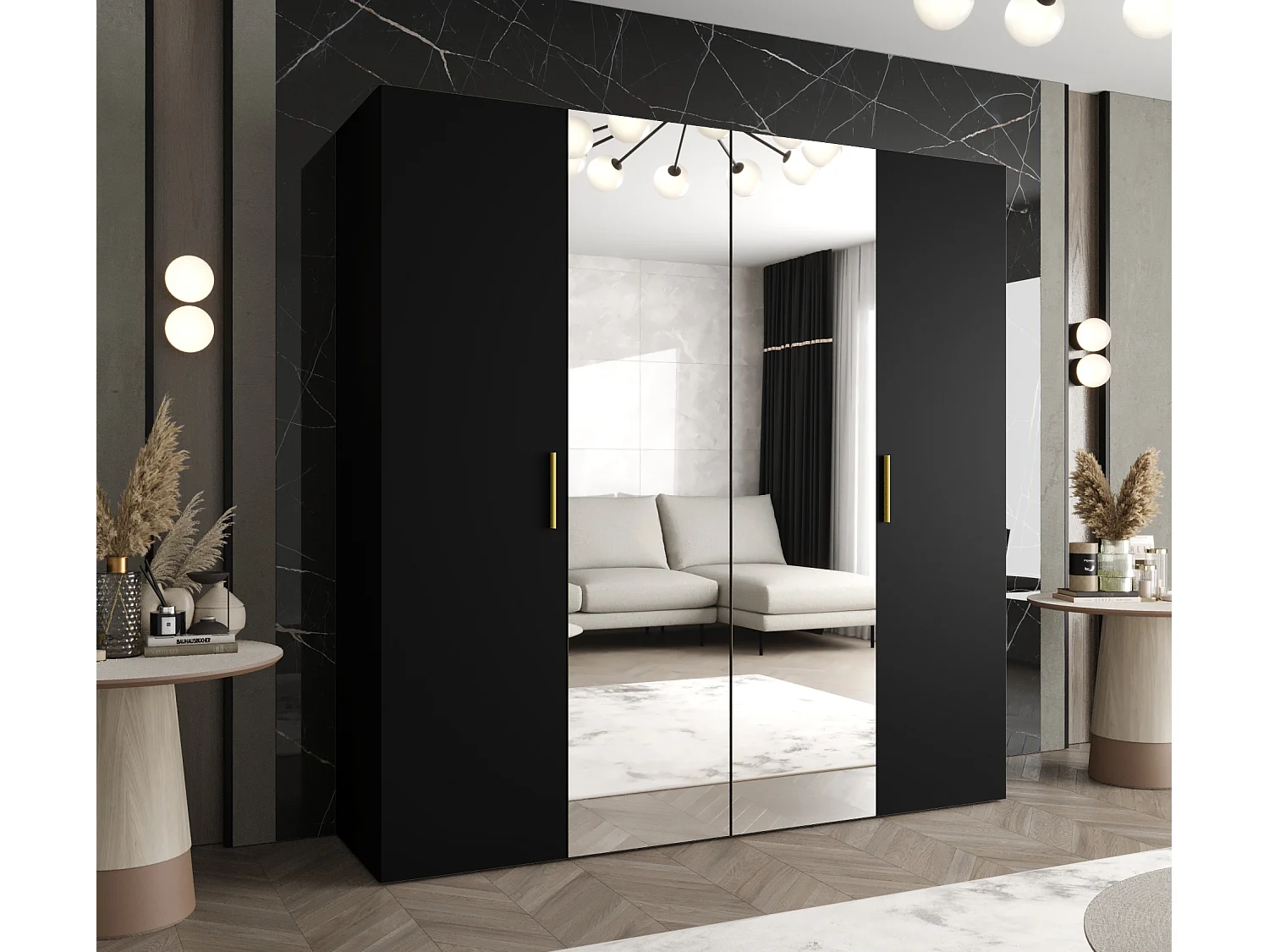 Armoire à portes battantes Bari 2 202/200/52 4 portes (noir)