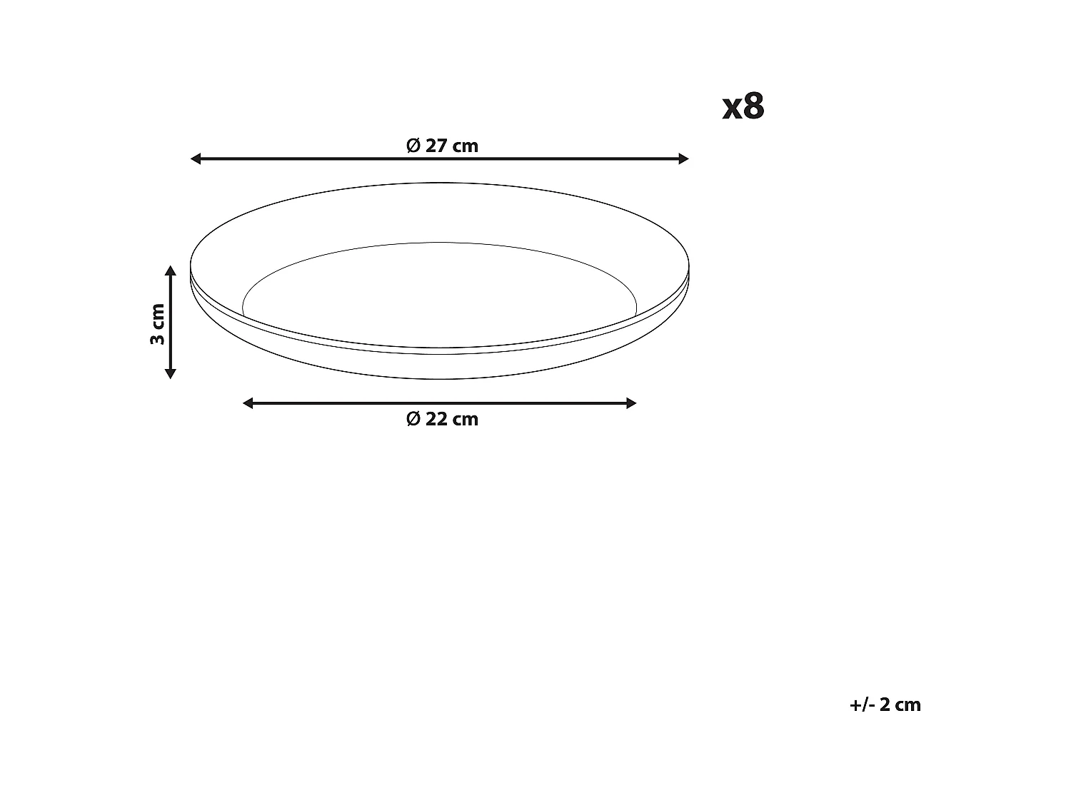 Lot de 8 assiettes plates COSTMARY Grès Gris