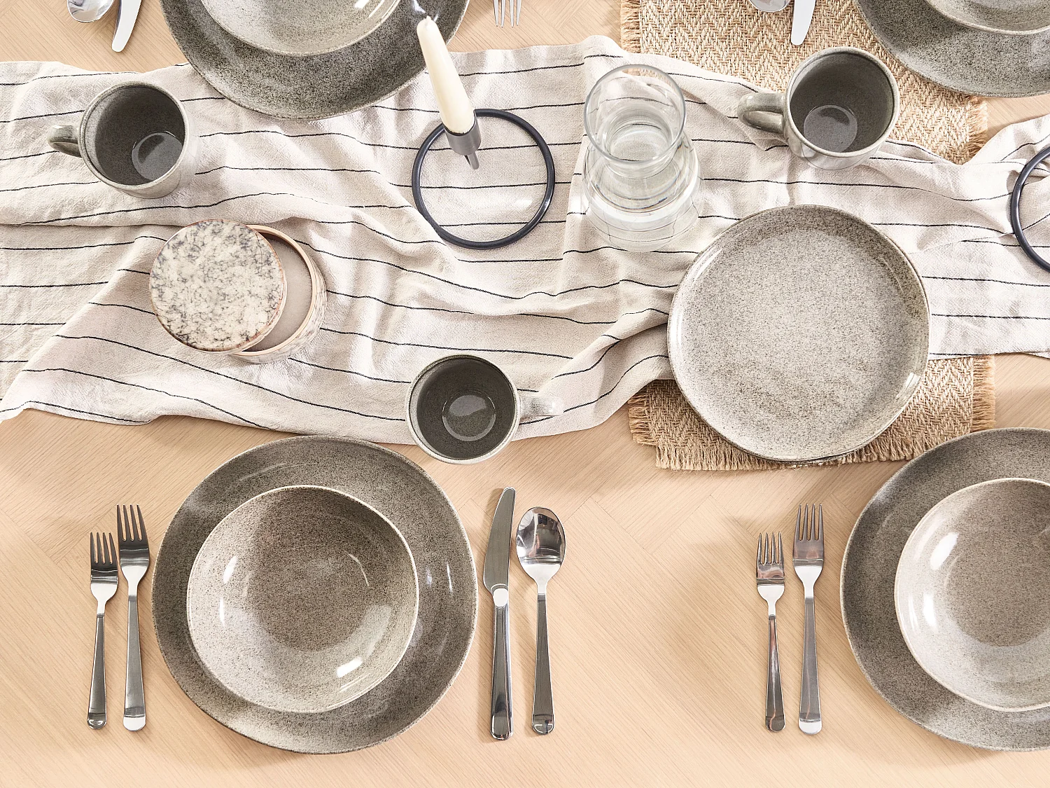 Lot de 8 assiettes plates COSTMARY Grès Gris