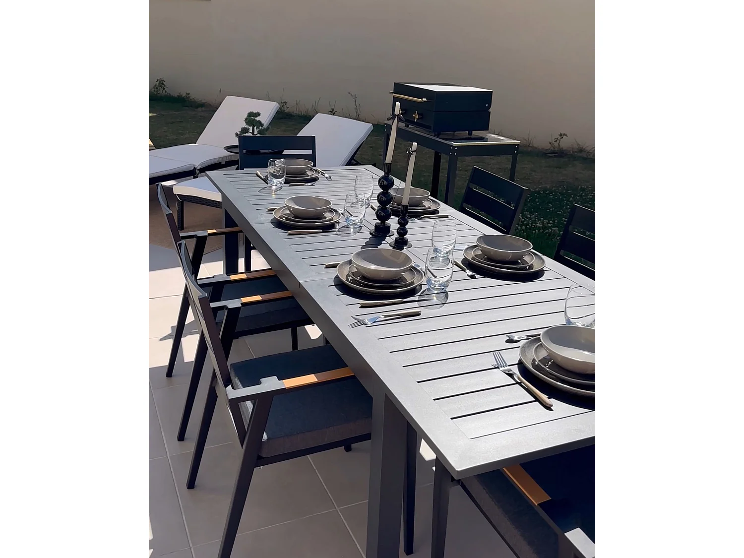 Lot de 8 assiettes plates COSTMARY Grès Gris